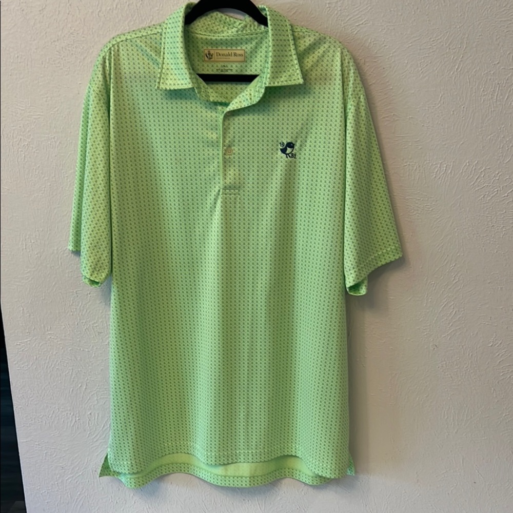 Donald Ross Sportswear Green Blue Golf Clubs Polo Shirt